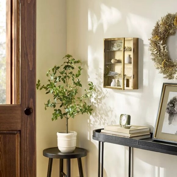 Brass Display Set - Hearth & Hand Magnolia, Large Wall Cabinet + Small Glass Box - Picture 3 of 10